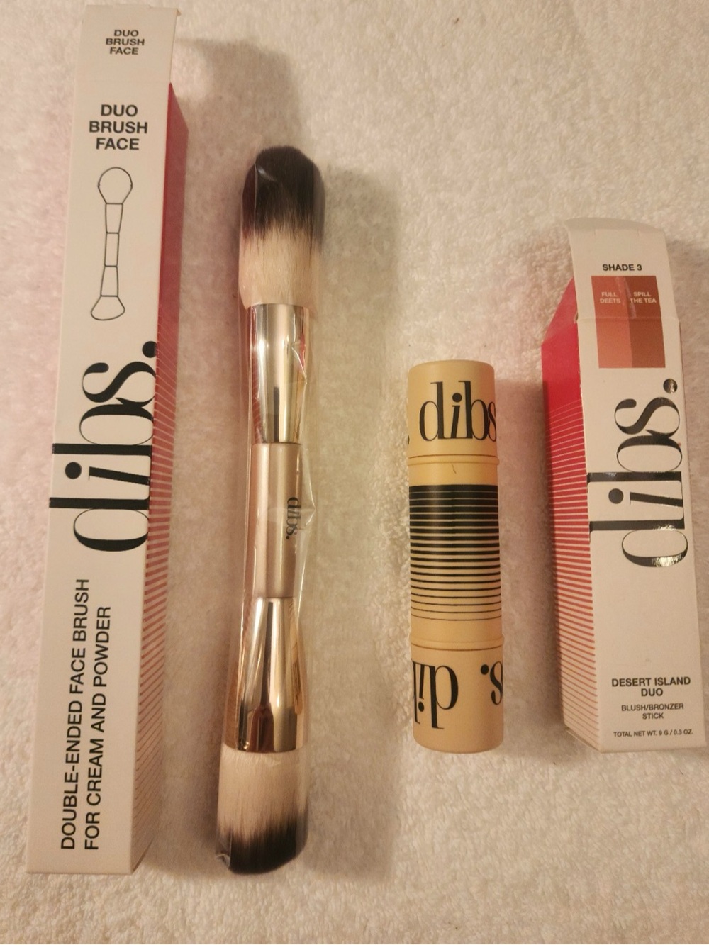 DIBS Duo Face Brush & Desert Island Duo Stick - Beige, Gold